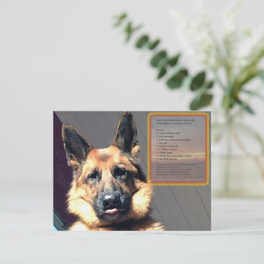 Vaters Oven Barbecue Spareribs Rezept Postkarte (Stehend Vorderseite)