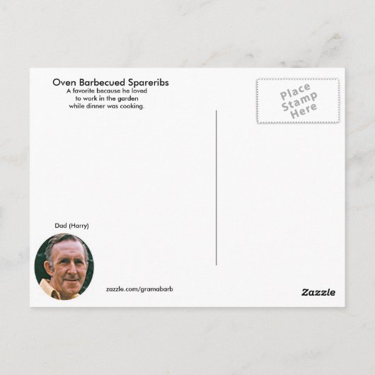 Vaters Oven Barbecue Spareribs Rezept Postkarte (Rückseite)
