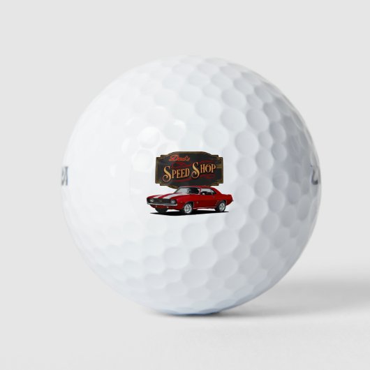Vaters Red Muscle Car Speed Shop Golfball (Vorderseite)