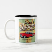 Vaters Retro Bel Air Garage Zweifarbige Tasse (Links)