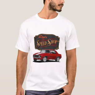 Vaters roter Muskelwagen-Speed-Shop T-Shirt