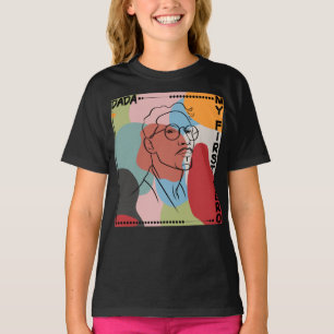 Vaters Schwarze Linie Zeichne auf farbigen Formen T-Shirt