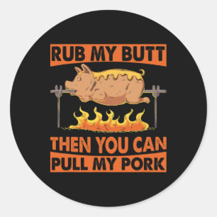 Vaters Tag Bbq Rub My Butt Pork Grill Männer Runder Aufkleber