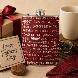 Vaters Tag Geschenk Schriftzug Typografie Muster R Flachmann