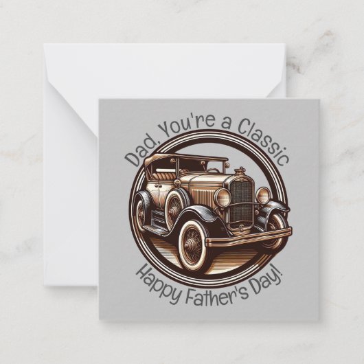 Vaters Tag Oldtimer Mitteilungskarte (Vorderseite)