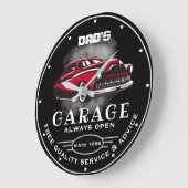 Vaters Werkstatt jeden Namen öffnen Slogan Low Car Große Wanduhr (Winkel)