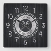 Vaters Werkstatthandyman-Uhr Quadratische Wanduhr (Vorderseite)