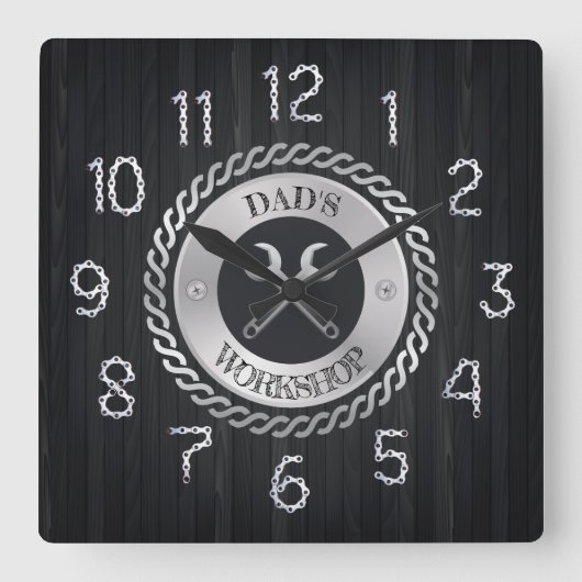 Vaters Werkstatthandyman-Uhr Quadratische Wanduhr (Vorderseite)