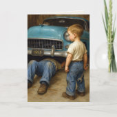 Vatertag 1955 Chevy and Boy Karte (Vorderseite)