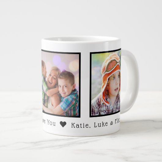 Vatertag 3 Foto Personalisiert Jumbo-Tasse (Vorderseite Rechts)