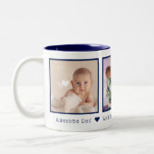 Vatertag 3 Fotos Personalisiert Navy Blau Zweifarbige Tasse (Links)