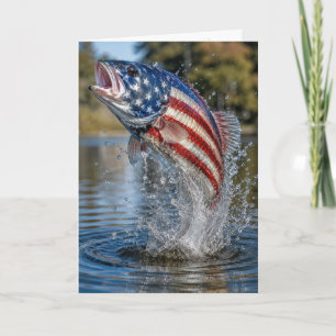 Vatertag Amerikanische Flagge Fisch Karte