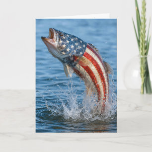 Vatertag Amerikanische Flagge Fisch Karte