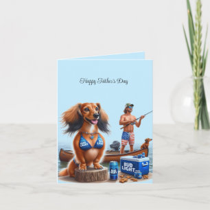 Vatertag-Angeln-Dachshund-Karte Karte