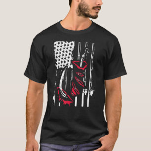 Vatertag Angelschnur Fischer Ruten Unabhängigkeits T-Shirt