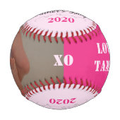 Vatertag Baby Girl Pink Foto Baseball (Rückseite)