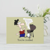 Vatertag Barbecue Geburtstag Cartoon Spaß Einladung (Stehend Vorderseite)