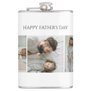 Vatertag - Benutzerdefiniertes 3 Foto und Text Flachmann