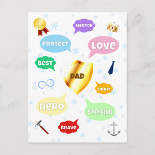 Vatertag Beste Papa Wortwolken König Krone Liebe Postkarte
