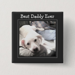 Vatertag Bester Papa je Niedliches Welpenhund-Foto Button