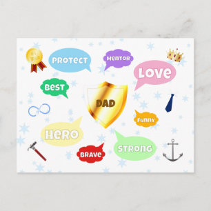 Vatertag Bester Papa Wortwolken König Krone Liebe Postkarte