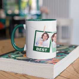 Vatertag | Bester Vater je 3 Foto Collage Green Tasse