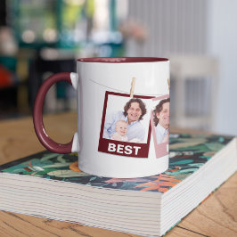 Vatertag Bester Vater je 3 Foto Collage Maroon Tasse