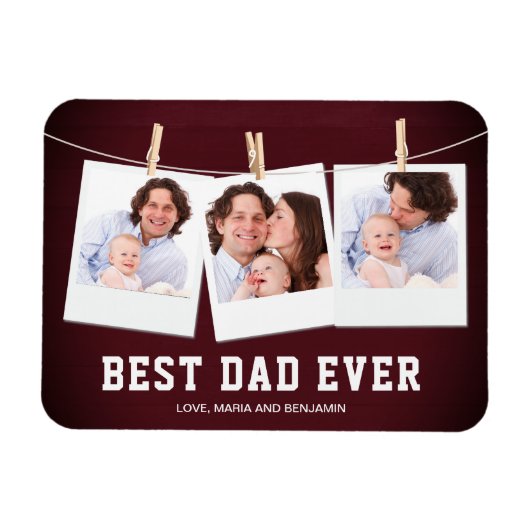 Vatertag | Bester Vater je 3 FotoCollage Magnet (Horizontal)