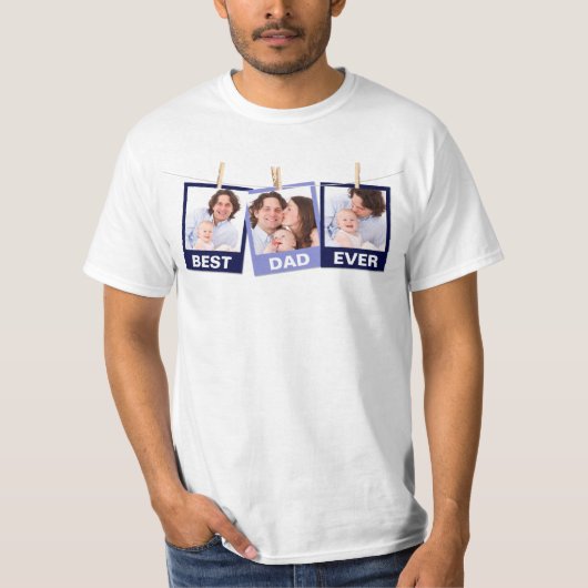 Vatertag| Bester Vater je 3 FotoCollage T-Shirt (Vorderseite)