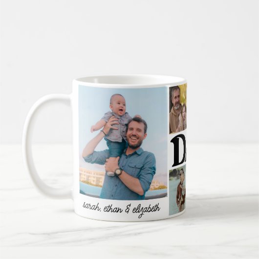 Vatertag Bester Vater je 6 Foto Collage Kaffeetasse (Links)