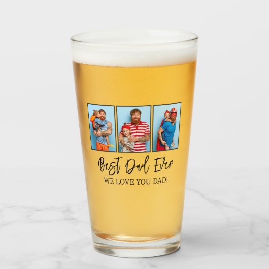 Vatertag Bester Vater je Familienfoto Collage Glas (Vorne (Gefüllt))