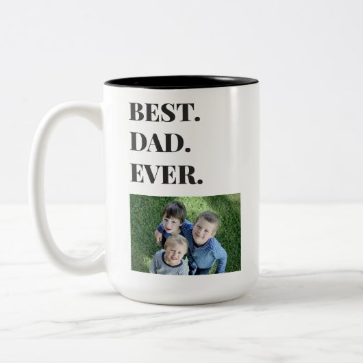 Vatertag Bester Vater je Kind Foto Zweifarbige Tasse (Links)