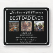 Vatertag Bester Vater je Schwarz Drei Fotos Mousepad (Vorne)