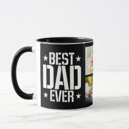 Vatertag Bester Vater je sechs Foto & Text, schwar Tasse