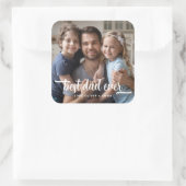 Vatertag Bester Vater je Skript-Foto Quadratischer Aufkleber (Tasche)