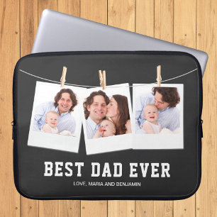 Vatertag   Bester Vater überhaupt 3 Foto-Collage Laptopschutzhülle