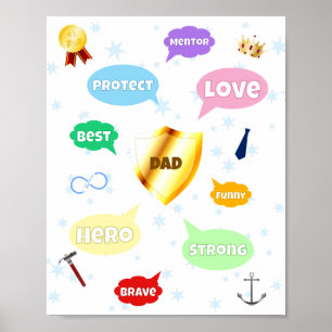 Vatertag Bester Vater Word Wolken King Crown Liebe Poster