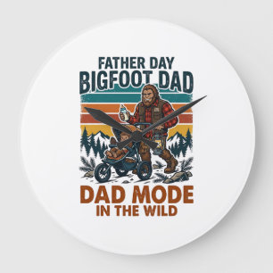 Vatertag Bigfoot Papa Shirt Camping Legende Vater Große Wanduhr