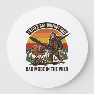 Vatertag Bigfoot Papa Shirt Camping Legende Vater Große Wanduhr