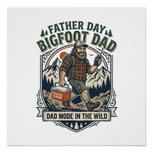 Vatertag Bigfoot Papa Shirt Mythologischer Familie Poster