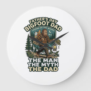 Vatertag Bigfoot Papa Shirt Stark Ruhig Zuverlässi Große Wanduhr