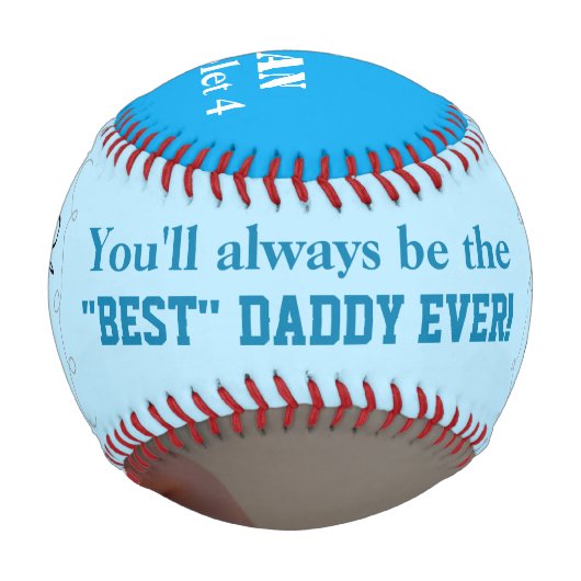 Vatertag Boy Quadruplet Blue Foto Baseball (Vorderseite)