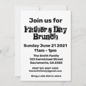 Vatertag Brunch Weißer Schwarzer Text Einladung (Vorderseite)