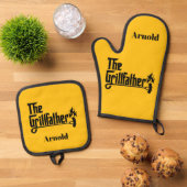 Vatertag Der Grillvater Personalisiert Ofenhandschuh & Topflappen-Set (Oben Unten)