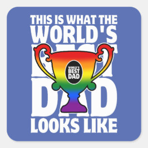 Vatertag - Die besten Vater-Regenbogenfarben der W Quadratischer Aufkleber