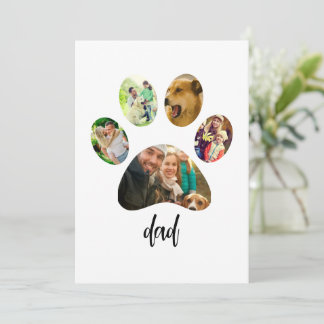 Vatertag Dog Dad | 5 Pfotenabdruck Foto-Collage Feiertagskarte