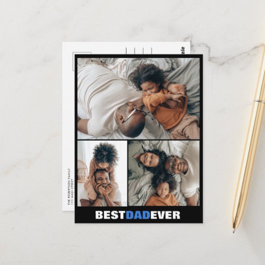 Vatertag Drei Foto Postkarte (Vorderseite/Rückseite Beispiel)