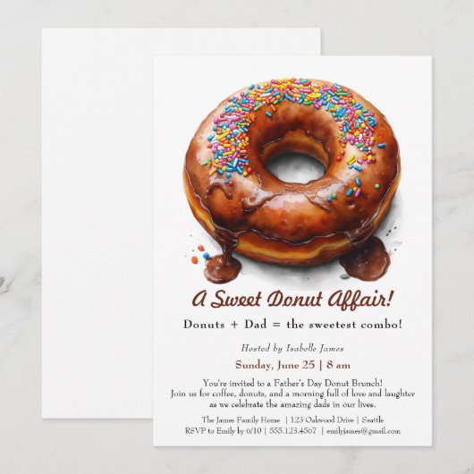 Vatertag Einladung - Donut-Party (Vorne/Hinten)