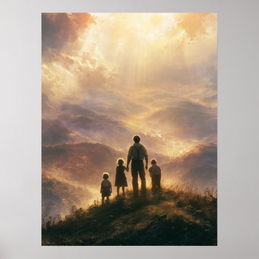 Vatertag Familie Bergblick Poster (Vorne)