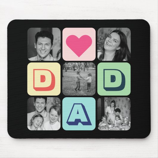 Vatertag Familie Foto Grid Vater Picture Collage Mousepad (Vorne)